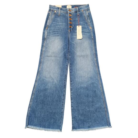 NWT Alice + Olivia High Rise Cropped Wide Leg Night Moves Jeans Size 26 - Picture 1 of 7